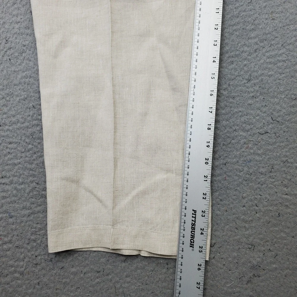 Tasso Elba Island Trouser Pants Mens 38x30 Tan Linen Straight Leg Drawstring